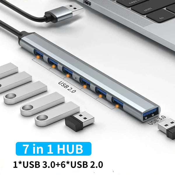 7 in 1 USB Hub 3.0 USB 2.0 Multi USB Hub Splitter Power Adapter 7 Port Multiple Expander 2.0 OTG USB for PC Laptop Accessories